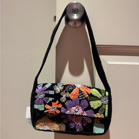 BCBGeneration Handbags - NWT BCBGeneration Beaded Floral Shoulder Bag